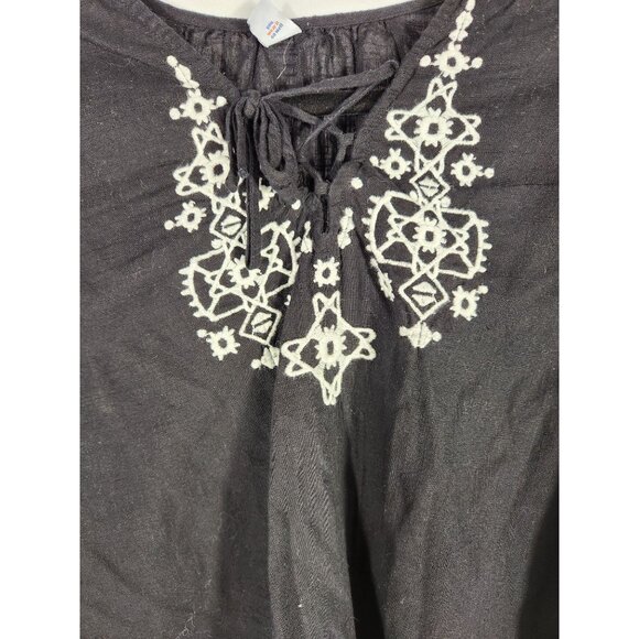 Old Navy Womens Top Boho Festival Whimsigoth Fairycore Embroidered Peasant L - Picture 2 of 5